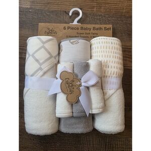 Baby Essentials 6 Piece Hooded Bath Towel & Washcloth Set New Unisex